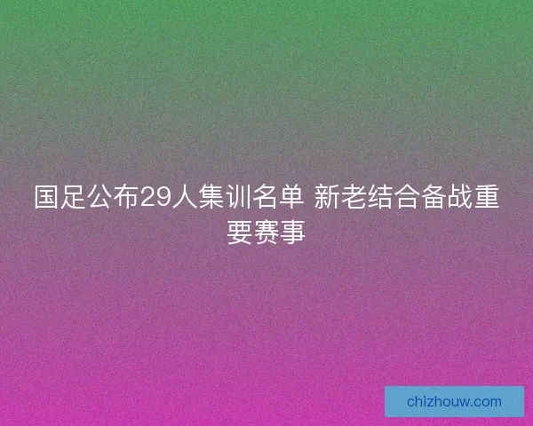 国足公布29人集训名单 新老结合备战重要赛事