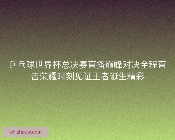 乒乓球世界杯总决赛直播巅峰对决全程直击荣耀时刻见证王者诞生精彩